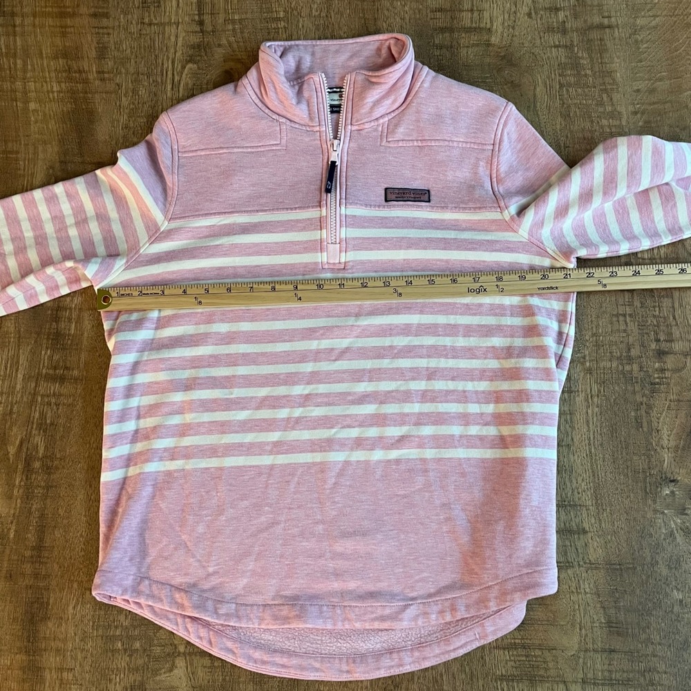 Vineyard Vines Womens Pink Striped Shep Shirt Quarter Zip Pullover Size M - Picture 7 of 8